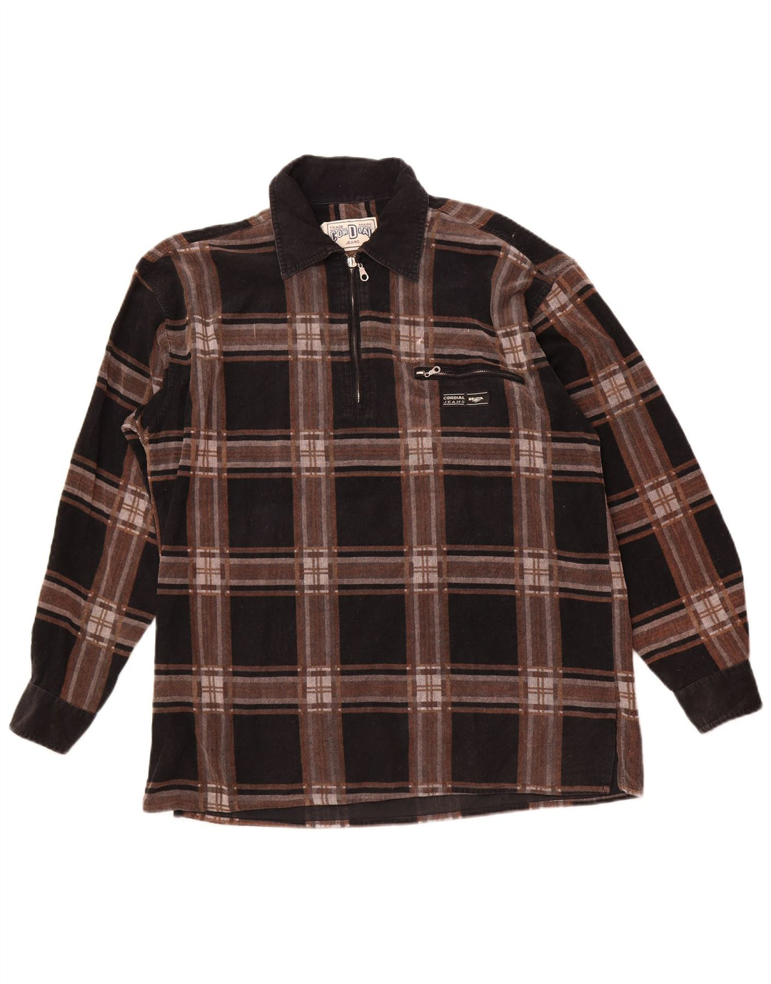 Vintage herre pullover XL brun ternet bomuld