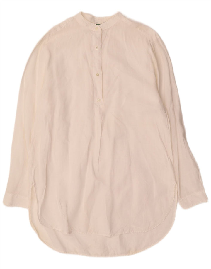 BENETTON Dame Longline Pullover Shirt UK 14 Medium Off White