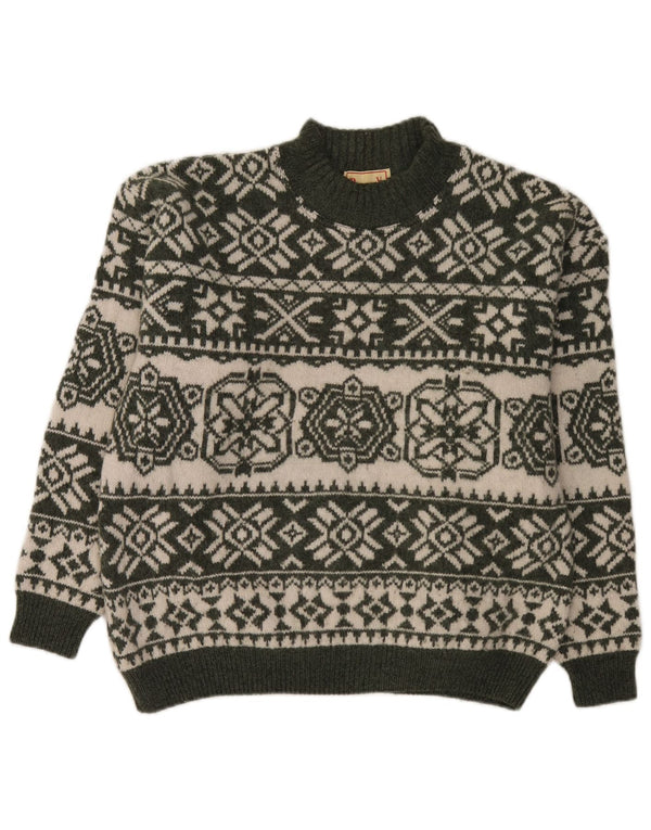 Bromley Herre Turtle Neck Jumper Sweater Large Green Fair Isle