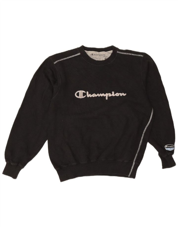 CHAMPION Dame Oversized Grafisk Sweatshirt Jumper UK 10 Lille Sort