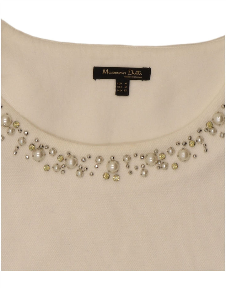 Massimo Dutti Dame Top 3/4 ærmer UK 14 Medium White