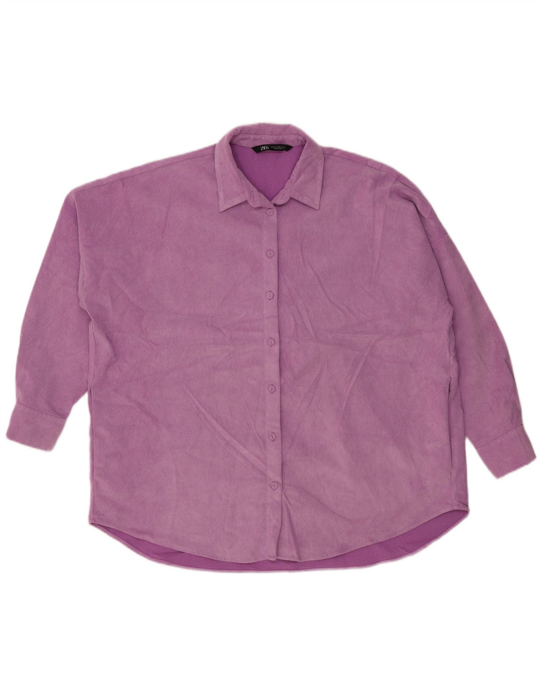 Zara Dame Oversized Corduroy Shirt UK 14 Medium Purple Polyester