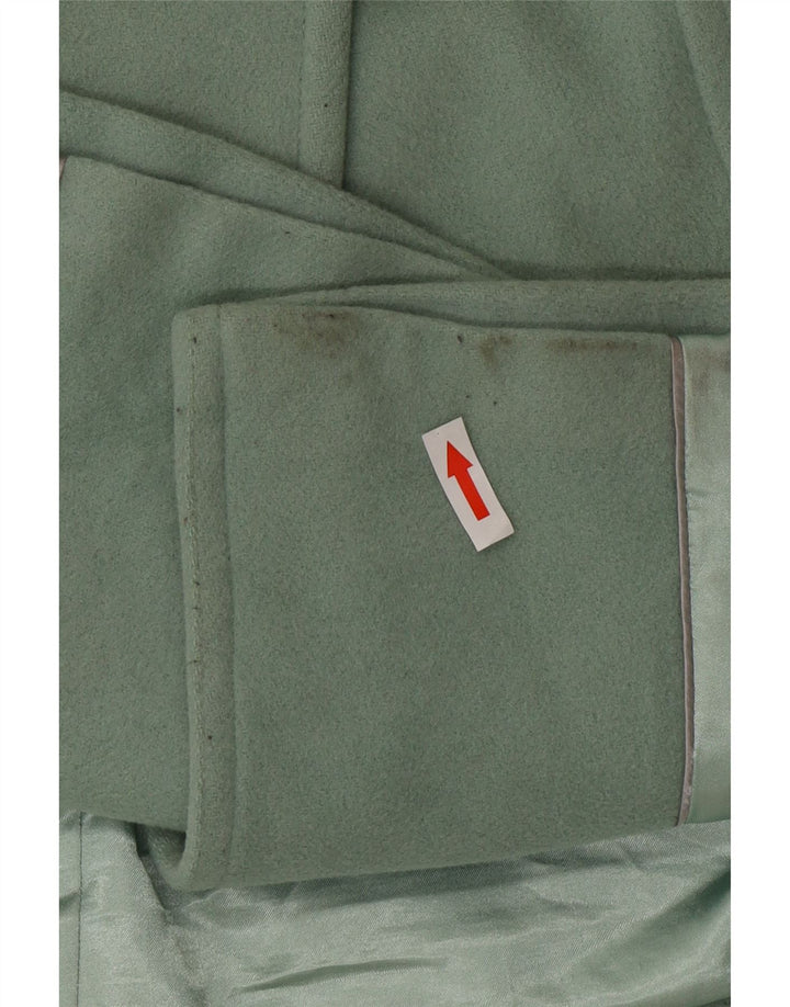 Marks & Spencer Dame Dobbeltradet Frakke UK 16 Large Green Wool
