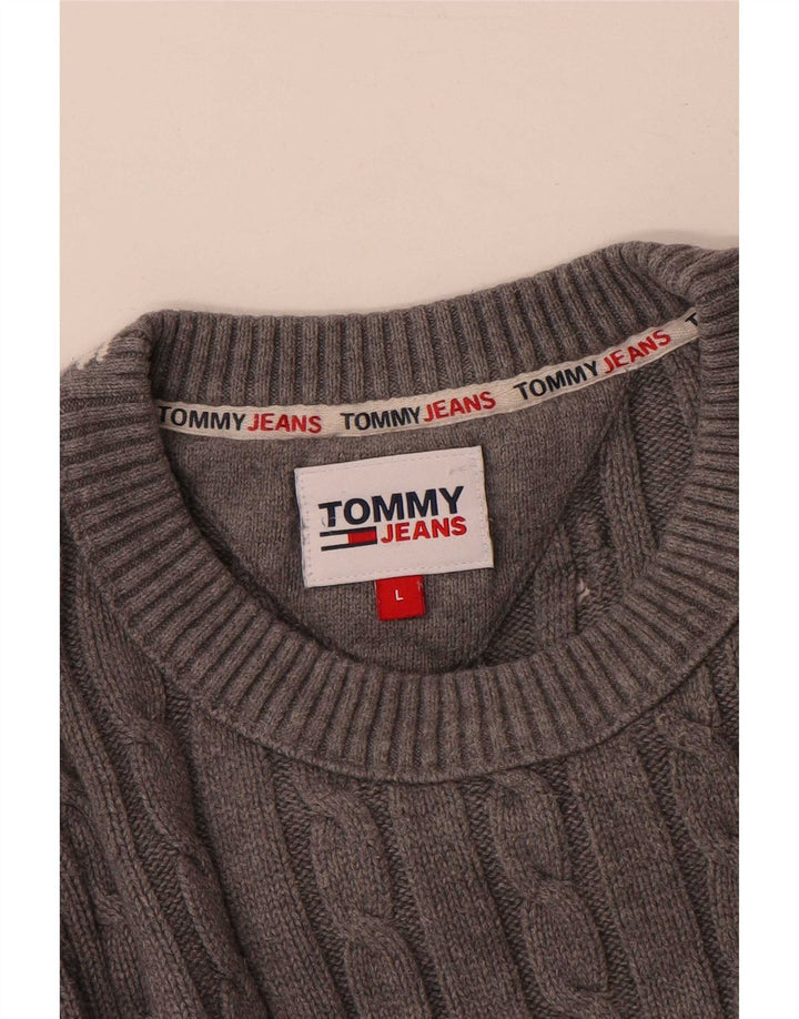 Tommy Hilfiger Herre Crew Neck Jumper Sweater Stor Grå Bomuld
