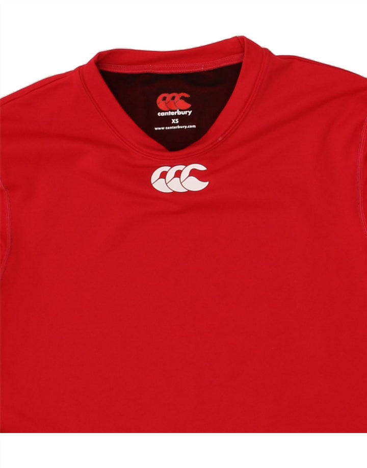 CANTERBURY Womens Graphic Top Long Sleeve UK 6 XS Red Vintage Canterbury and Second-Hand Canterbury from Messina Hembry 