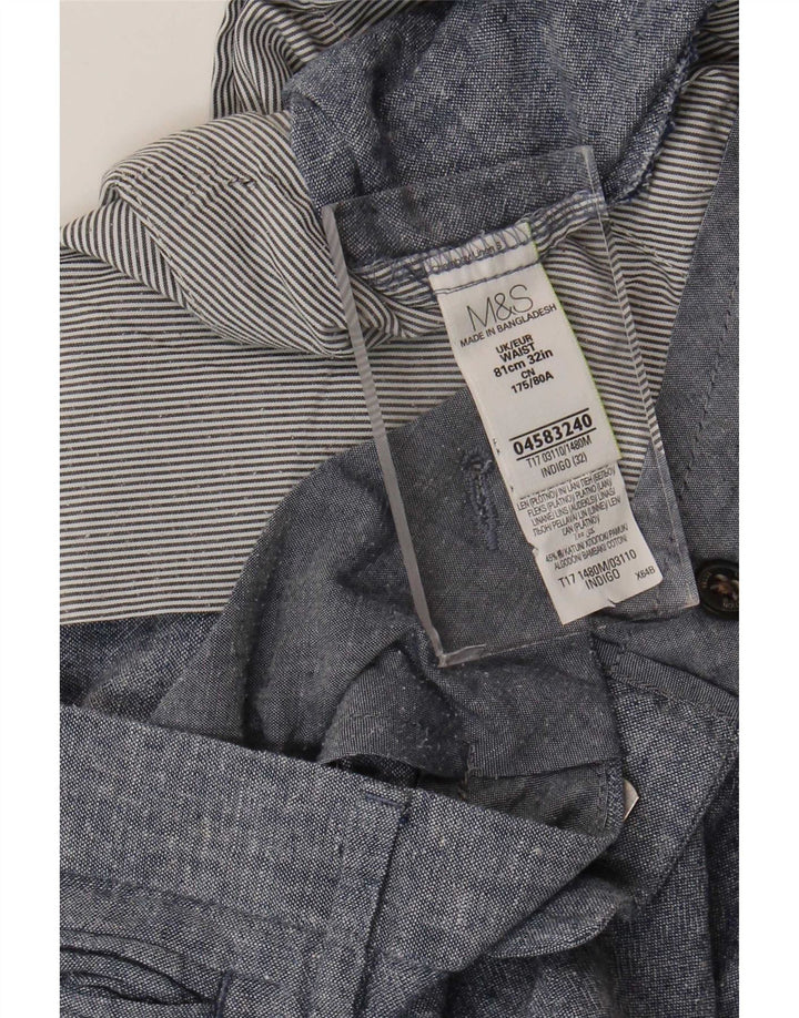 Marks & Spencer Herre Chino Shorts W32 Medium Blue Linen