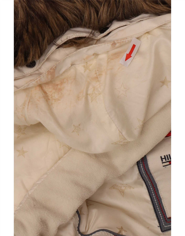 Tommy Hilfiger Dame Hætte Polstret Frakke UK 6 XS Hvid Polyester