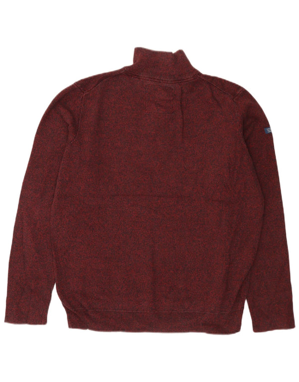 SUPERDRY sweater med lynlås til kvinder UK 18 XL Bourgogne flækket bomuld