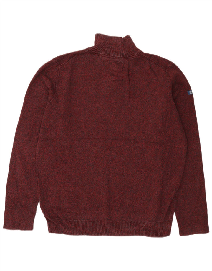 SUPERDRY sweater med lynlås til kvinder UK 18 XL Bourgogne flækket bomuld