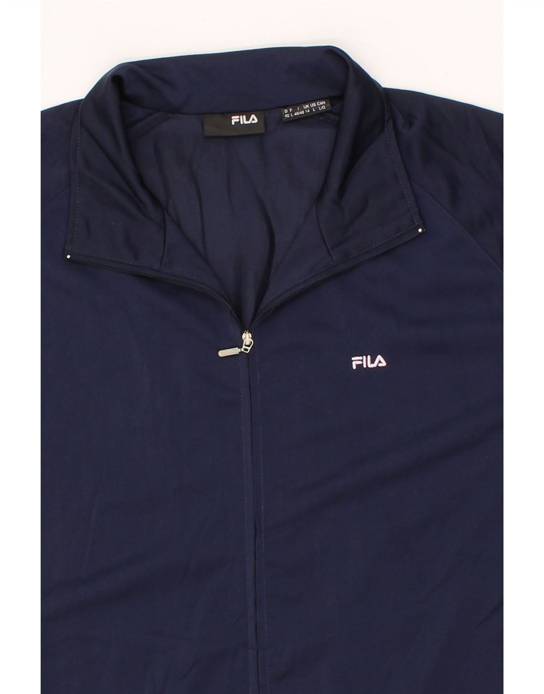 FILA Womens Tracksuit Top Jacket UK 14 Large Navy Blue Polyester Vintage Fila and Second-Hand Fila from Messina Hembry 