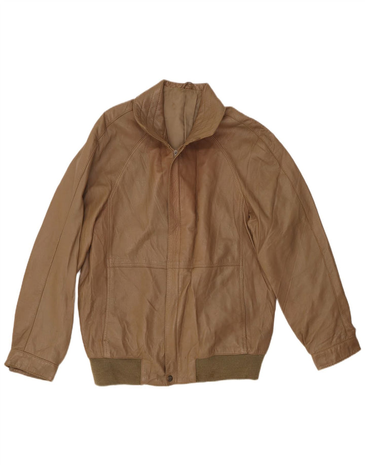 VINTAGE Læderjakke til mænd UK 38 Medium Brun Læder