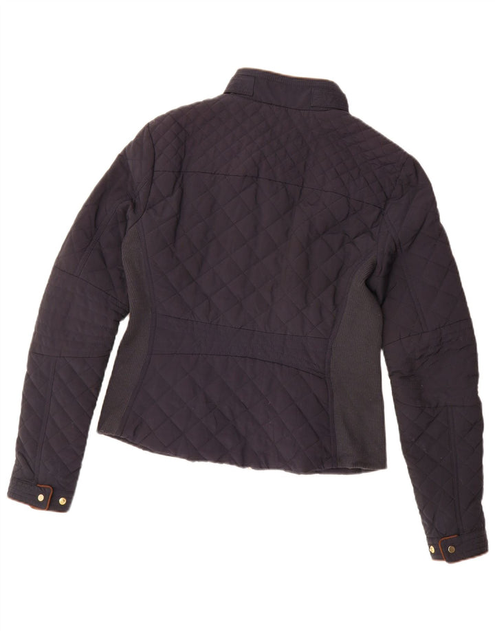 Zara Quiltet jakke til kvinder UK 14 Medium Navy Blue Colourblock