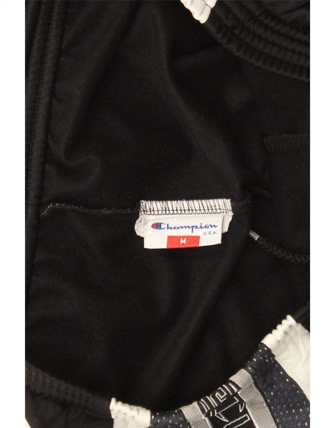CHAMPION Mens Graphic Tracksuit Trousers Joggers Medium Black Colourblock Vintage Champion and Second-Hand Champion from Messina Hembry 