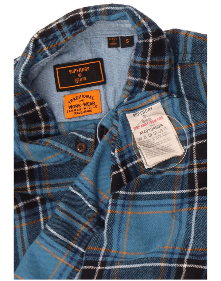 Superdry Flanelskjorte til mænd, lille blå ternet bomuld