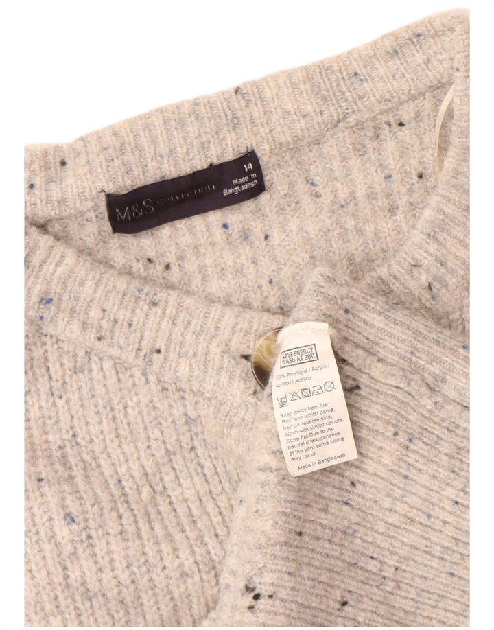 Marks & Spencer Dame Cardigan Sweater UK 14 Large Grey Flecked Acryl