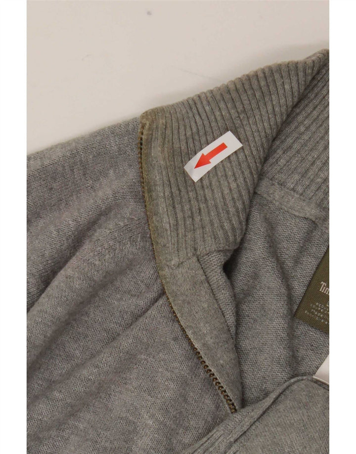 Timberland Herre Regular Fit Zip Neck Jumper Sweater Stor Grå Bomuld