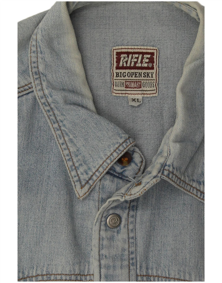 Rifle Herre Denim Shirt XL Blå Bomuld