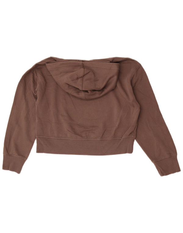 Zara Womens Crop Oversized Hoodie Jumper UK 10 Small Grey Bomuld