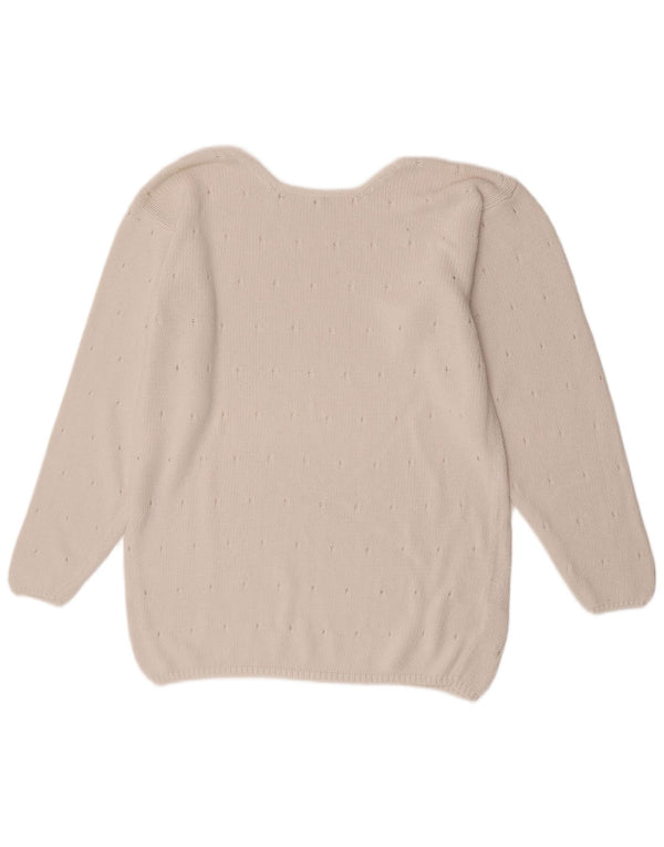 Vintage Dame Boat Neck Jumper Sweater UK 18 XL Hvid