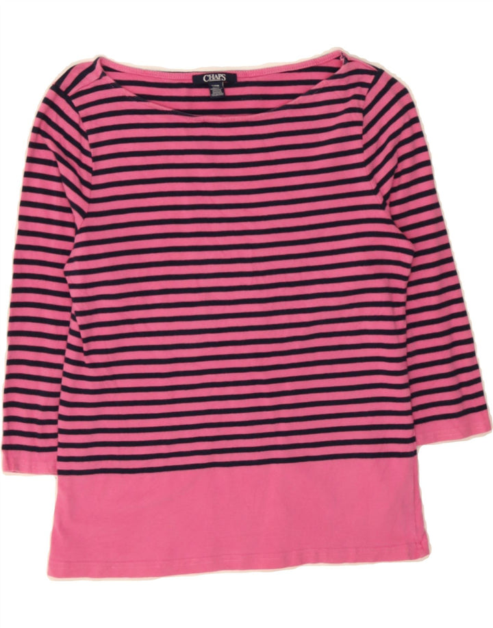 CHAPS Womens Top 3/4 Sleeve UK 12 Medium Pink Striped Cotton Vintage Chaps and Second-Hand Chaps from Messina Hembry 