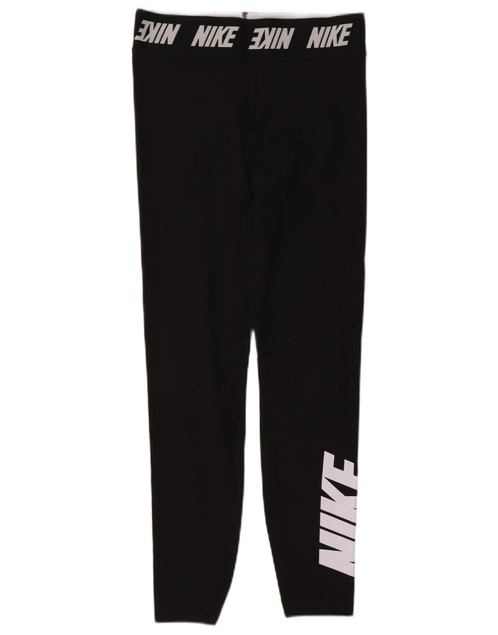 Nike Dame Grafiske Leggings UK 12 Medium Sort Bomuld