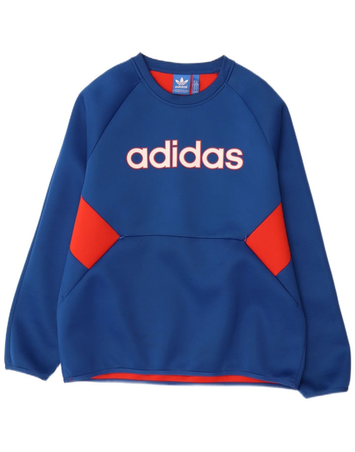 ADIDAS grafisk sweatshirt til mænd XL Blå Colourblock Polyester