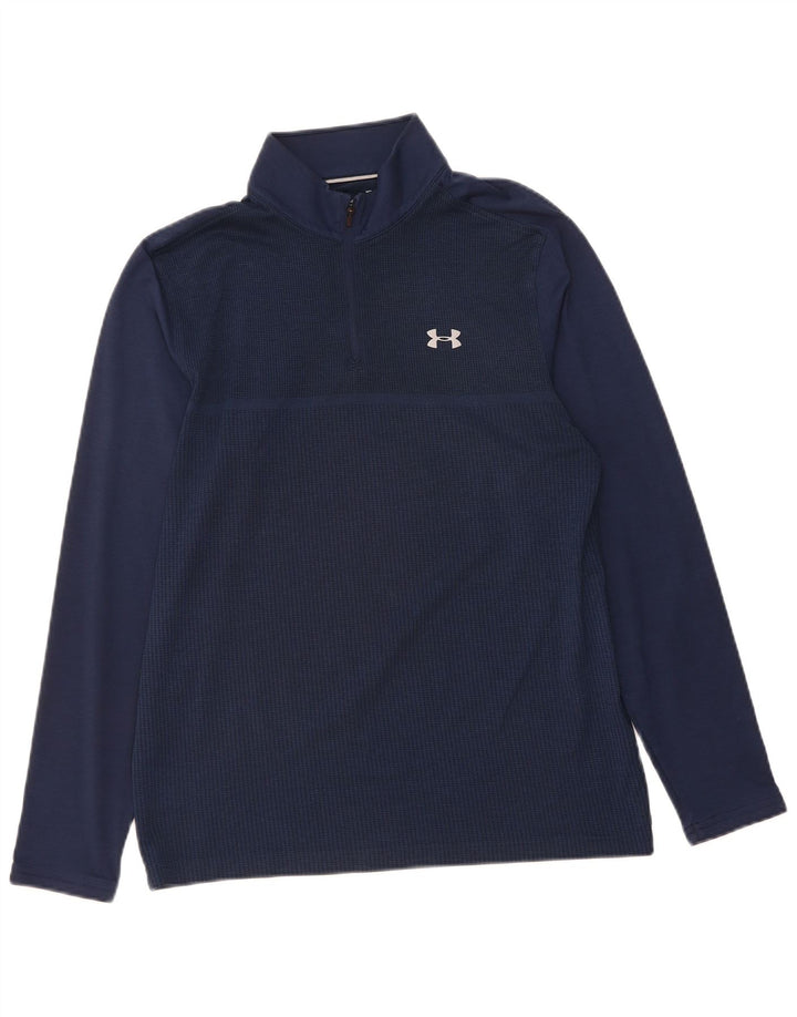 UNDER ARMOUR Mens Zip Neck Pullover Tracksuit Top Medium Navy Blue