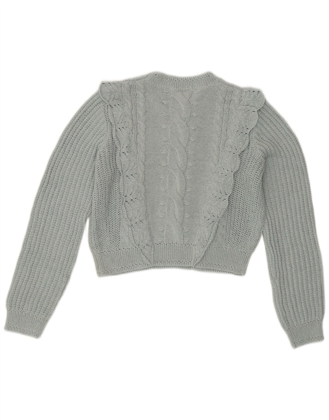 ZARA Dame Crop Jumper Sweater UK 14 Medium Blue