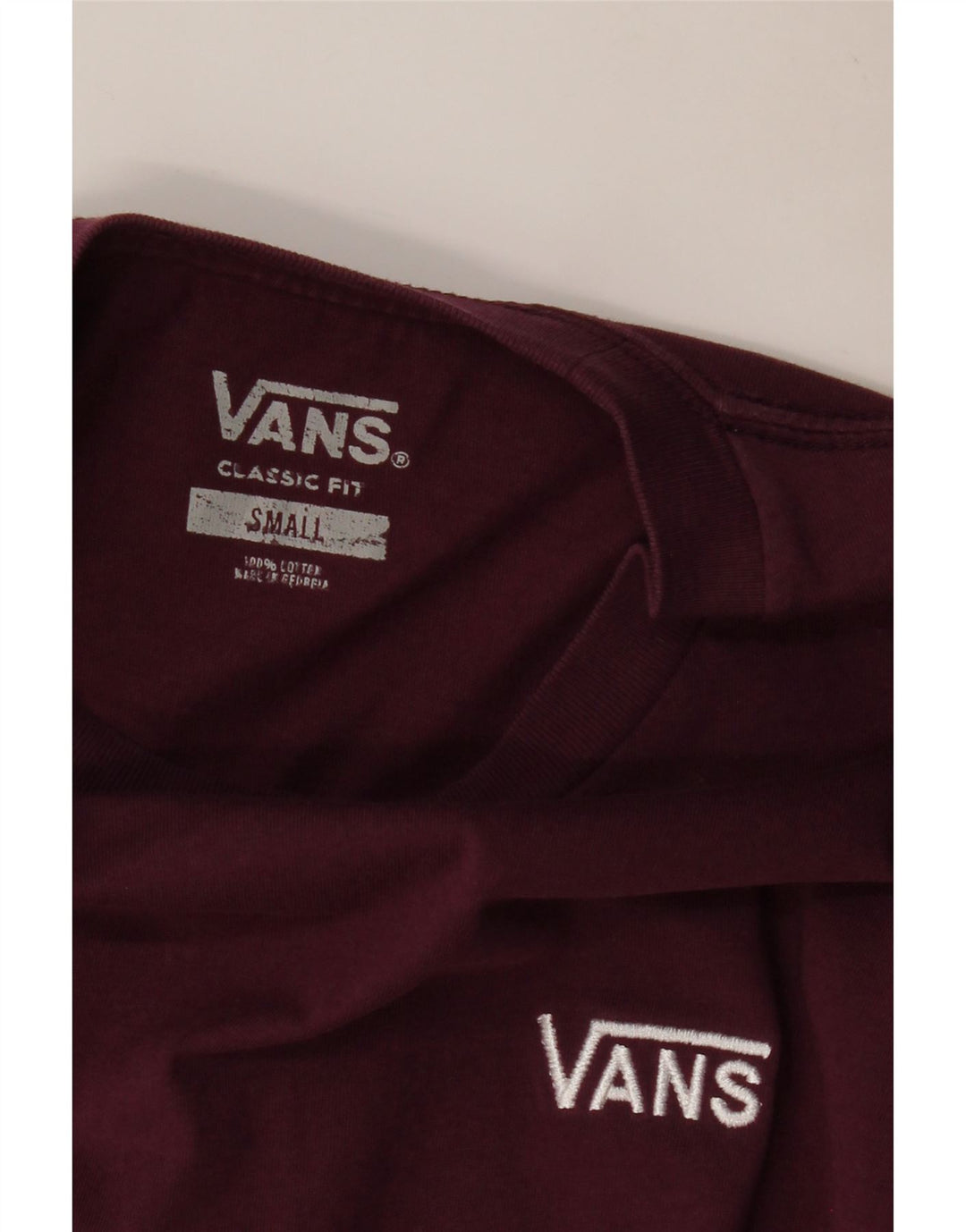 VANS Herre Classic Fit Grafisk T-Shirt Top Lille Bourgogne Bomuld