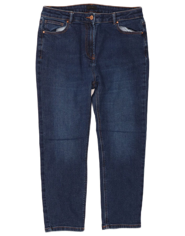 M&Co Womens Cropped Jeans UK 14 Large W34 L24 Blue Cotton
