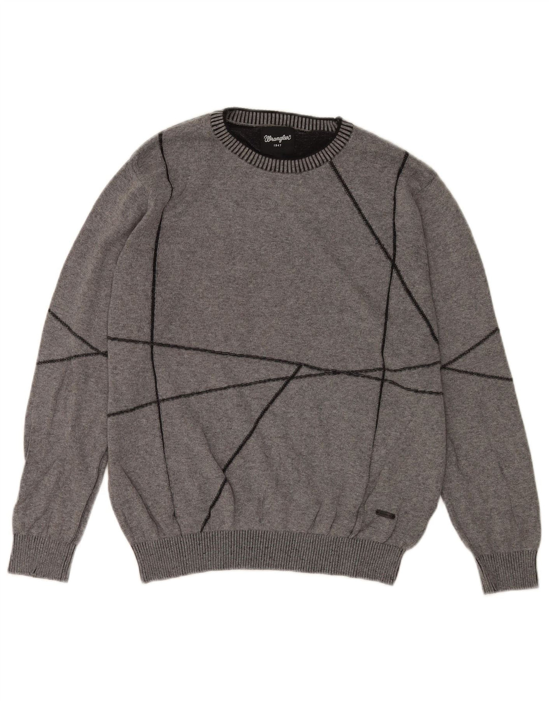 Wrangler Herre Crew Neck Jumper Sweater Medium Grey Geometrisk Bomuld