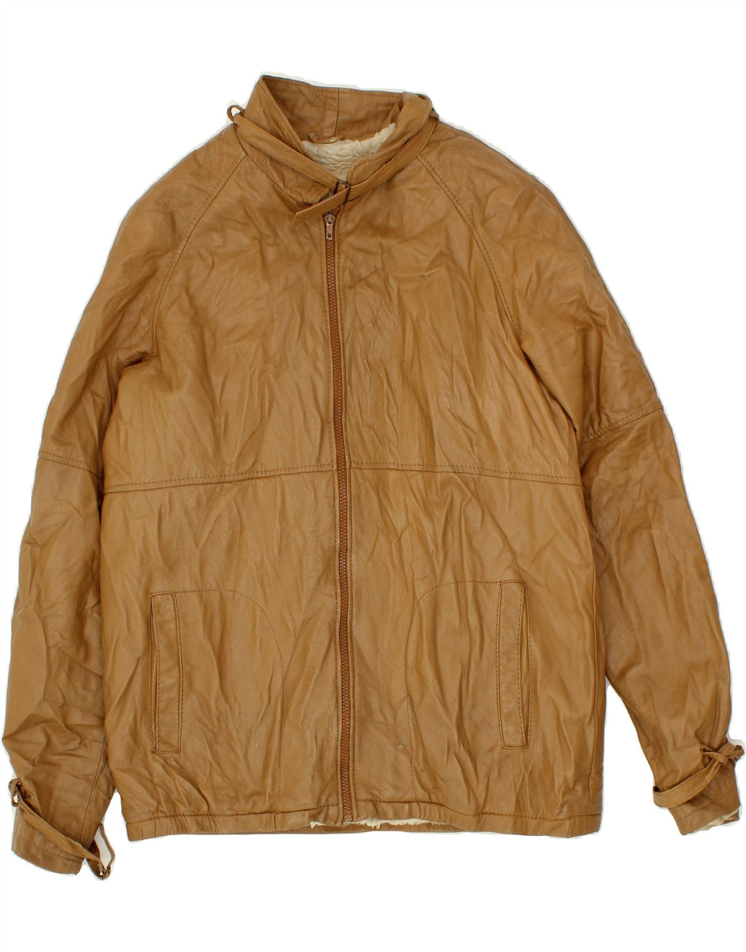 VINTAGE Womens Sherpa Leather Jacket UK 16 Large Brown Vintage Vintage and Second-Hand Vintage from Messina Hembry 