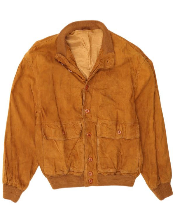 Gara Herre Ruskind Bomber Jacket IT 48 Medium Beige Læder