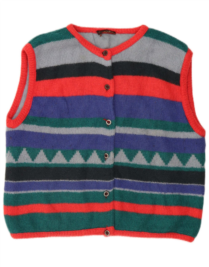 MAURICE ABOT Dame cardigan sweater UK 14 Medium Flerfarvet Stribet