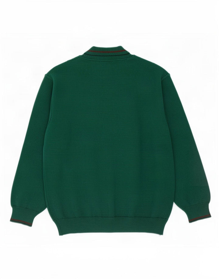 Il Granchio Herre V-hals trøje Sweater Large Grøn Argyle/Diamond Wool