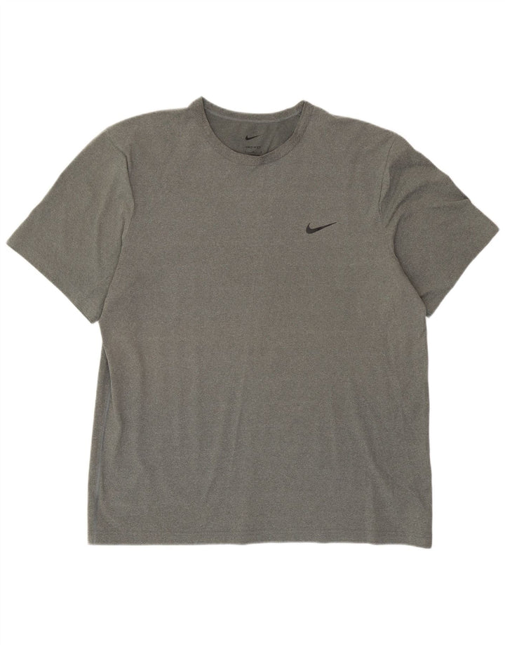 Nike Herre Dri Fit T-Shirt Top Stor Grå Polyester