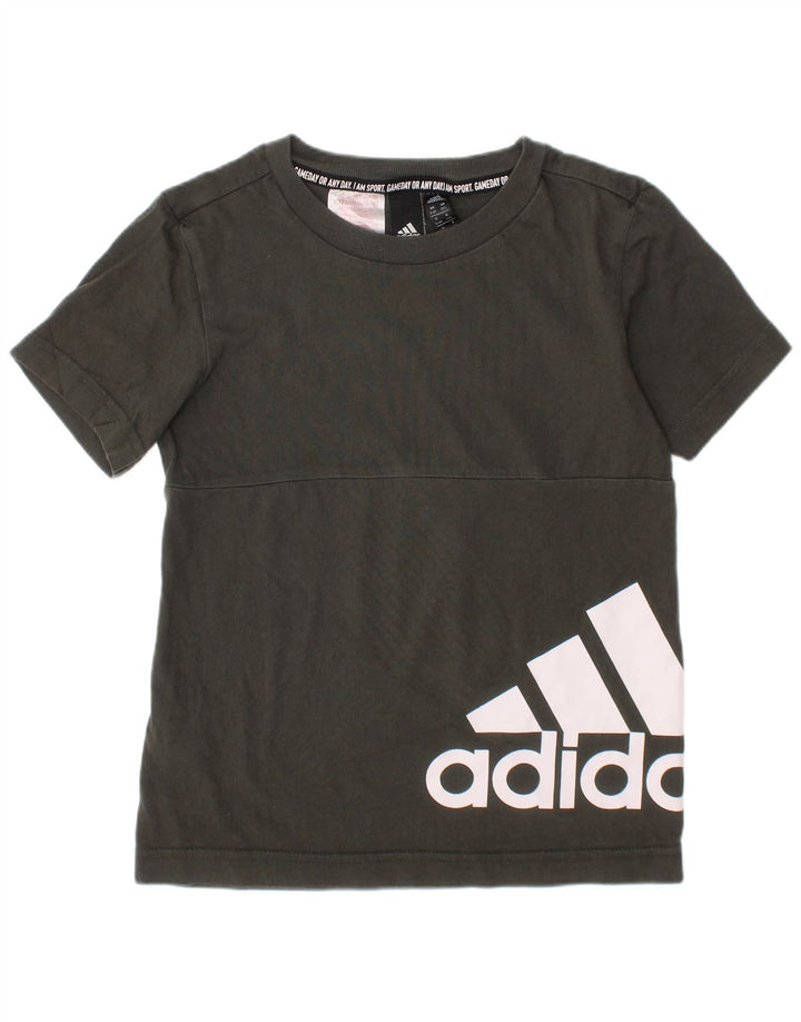 Adidas drenge grafisk t-shirt top 5-6 år Khaki Bomuld