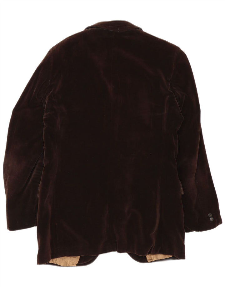 Vintage Herre 2-knaps Velvet Blazer Jacket IT 50 Stor Brun