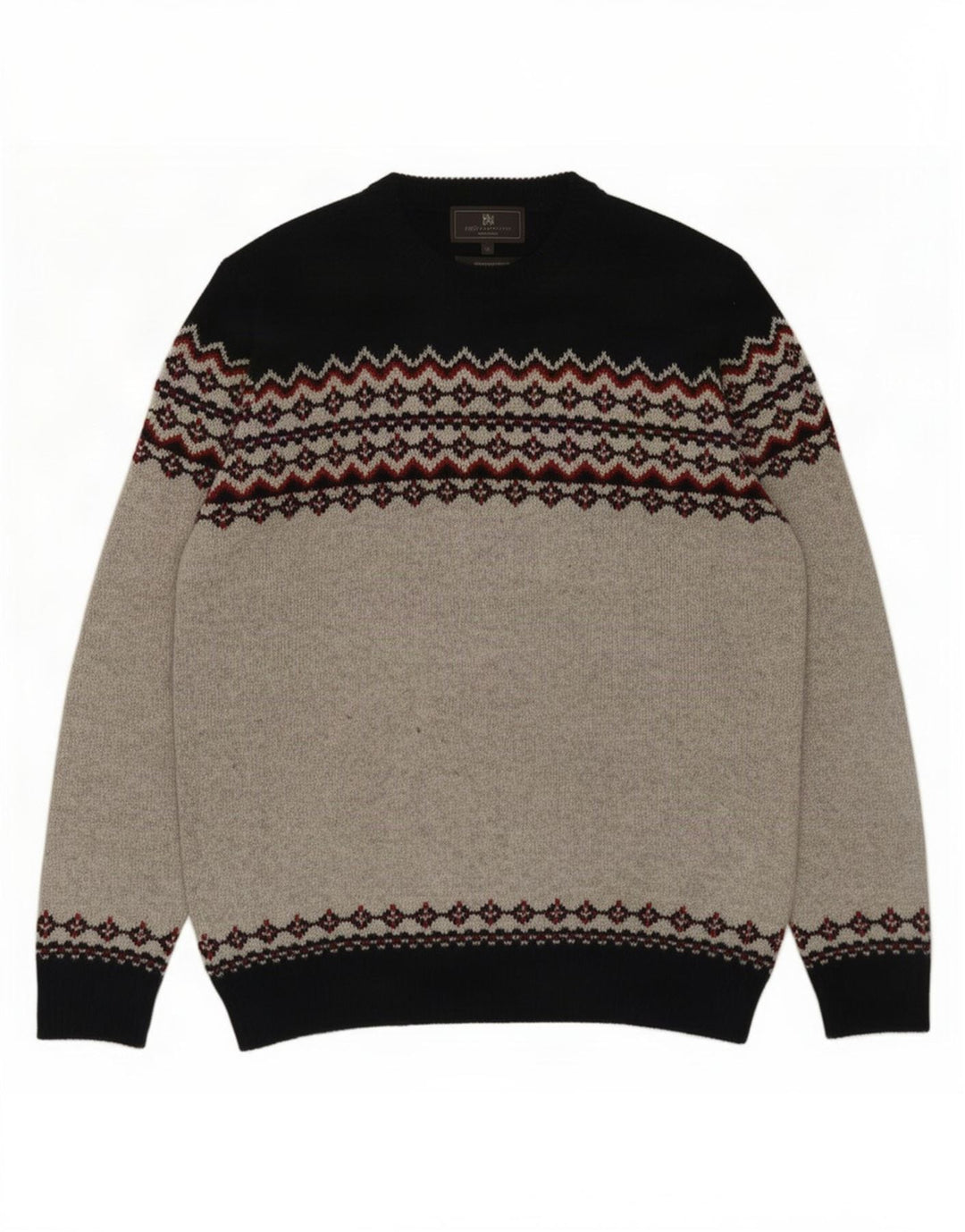 Marks & Spencer Herre sweater med rund hals, Medium Grey Fair Isle