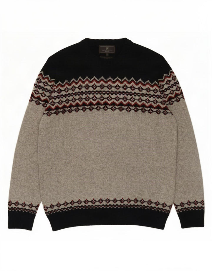 Marks & Spencer Herre sweater med rund hals, Medium Grey Fair Isle