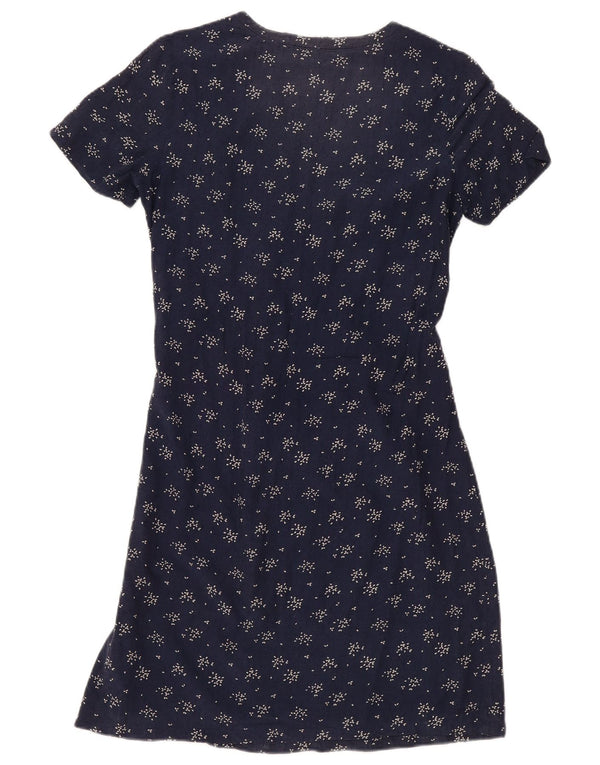 Fat Face Kvinder A-Line Kjole UK 10 Small Navy Blue Floral