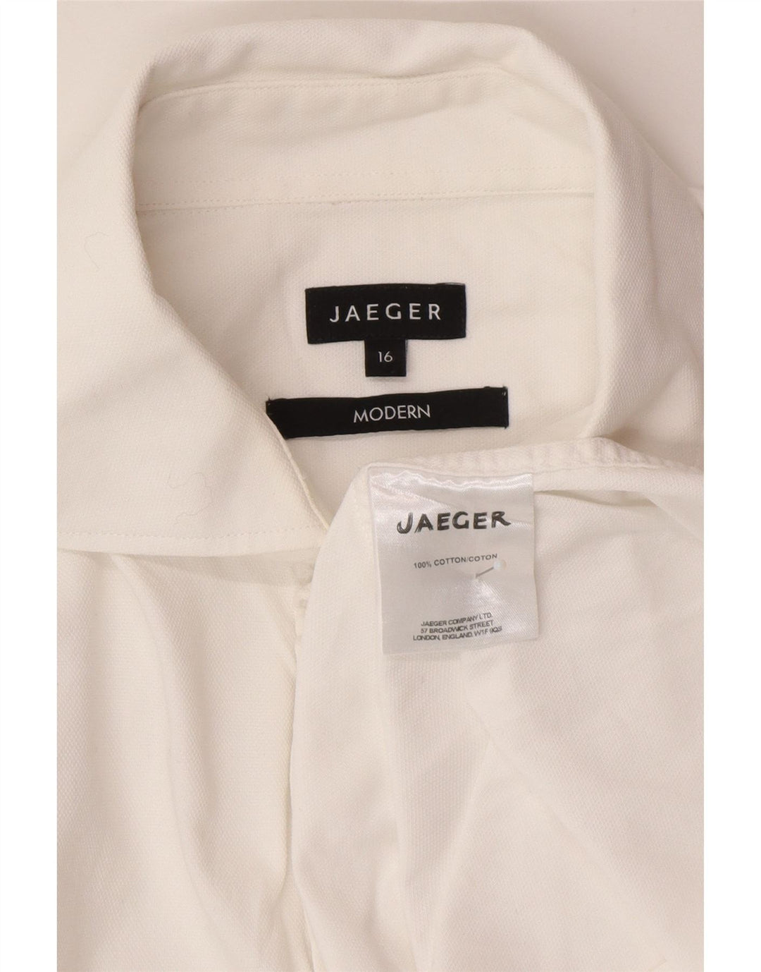 Jaeger Herre Modern Fit skjorte str. 16 Stor hvid bomuld