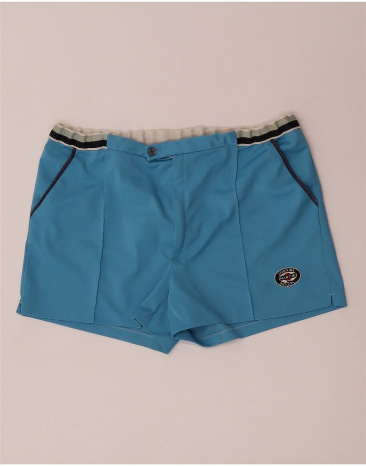 Vintage Chino Shorts til mænd W34 Large Blue Colourblock Polyester