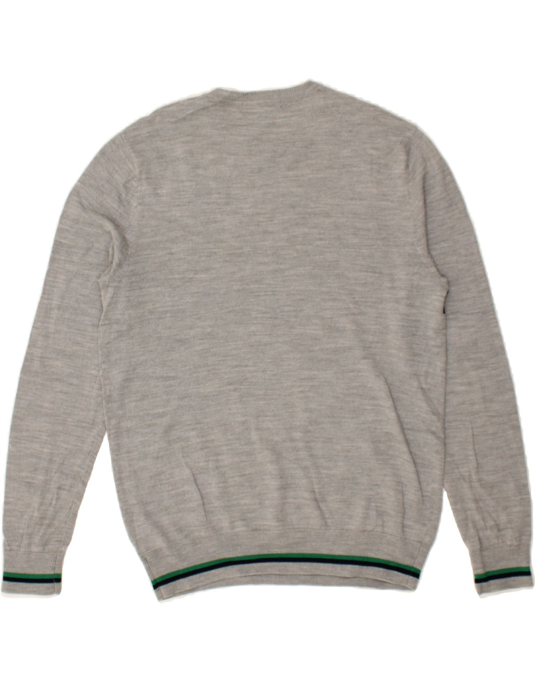 CREW Mens Crew Neck Jumper Sweater Large Grey Striped Cotton Vintage Crew and Second-Hand Crew from Messina Hembry 