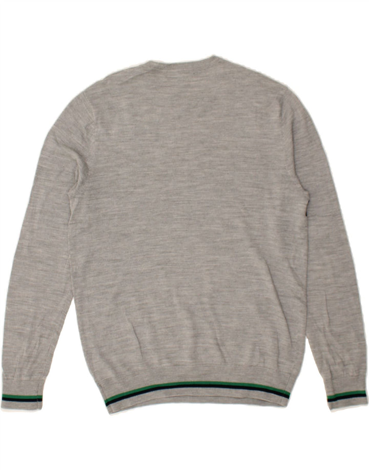 CREW Mens Crew Neck Jumper Sweater Large Grey Striped Cotton Vintage Crew and Second-Hand Crew from Messina Hembry 