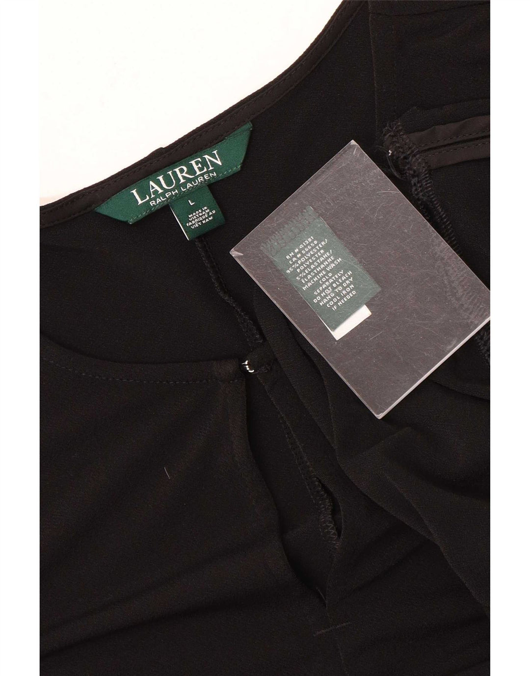 Ralph Lauren Dame 3/4 ærmet Tunika Top UK 16 Stor Sort Polyester
