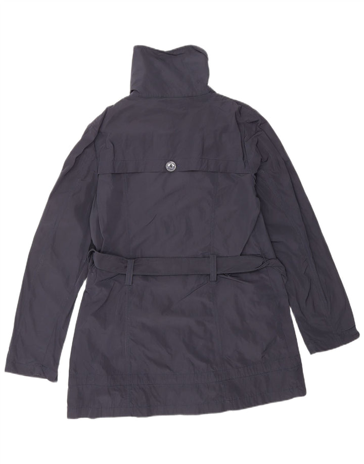 ARMANI JEANS Trench Coat til kvinder US 6 Medium Navy Blue Polyester