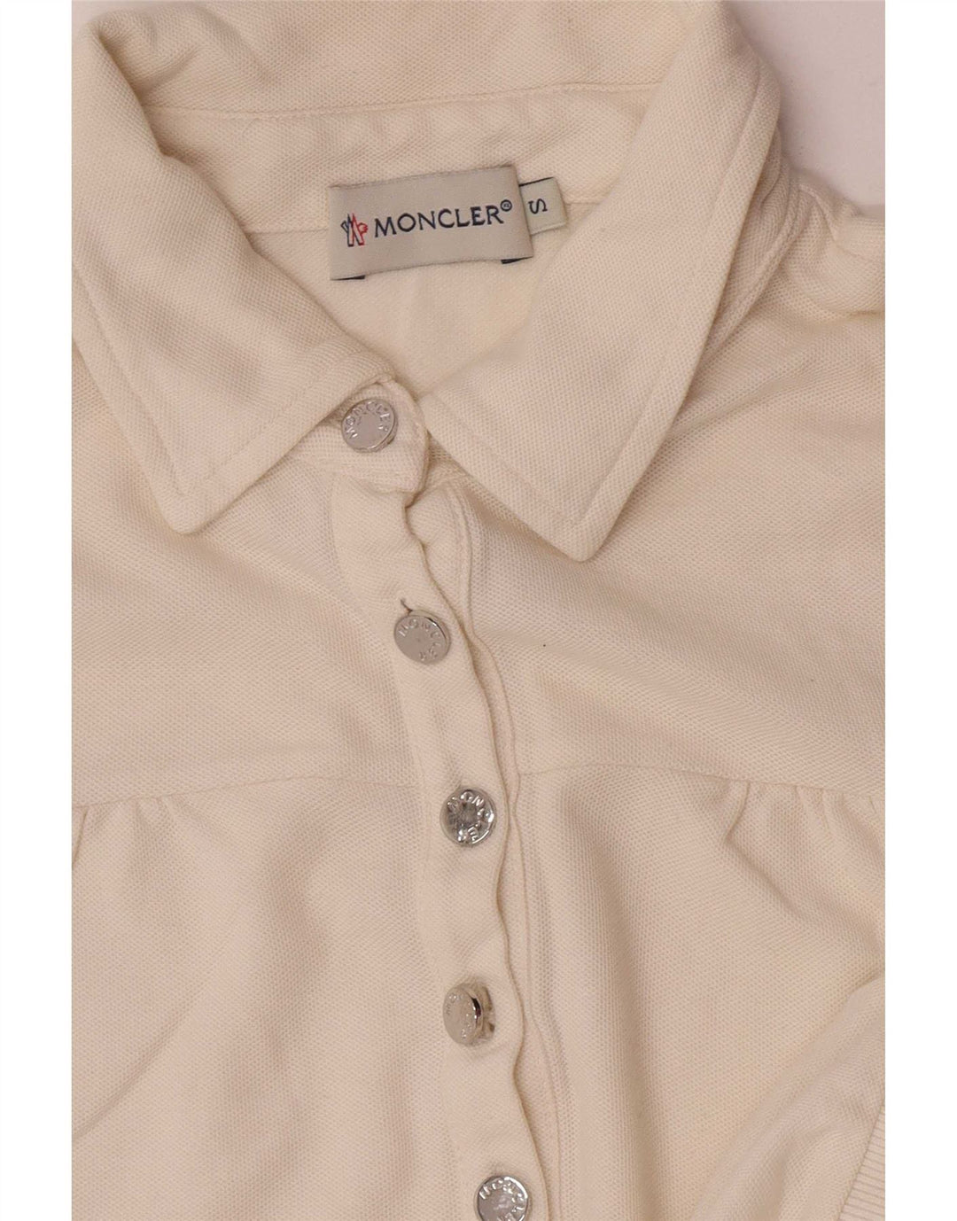 Moncler Dame Polo Shirt UK 10 Small Off White Stribet