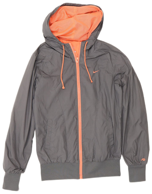 Nike Regnjakke med hætte til kvinder UK 10 Small Grey Polyester Sports