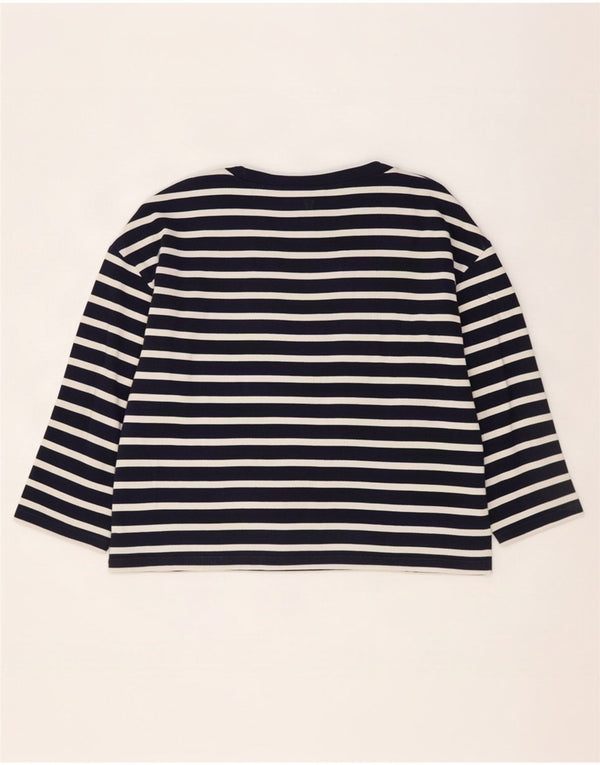 Max Mara Dame Weekend Top 3/4 ærme UK 14 Medium Navy Blue Nautical
